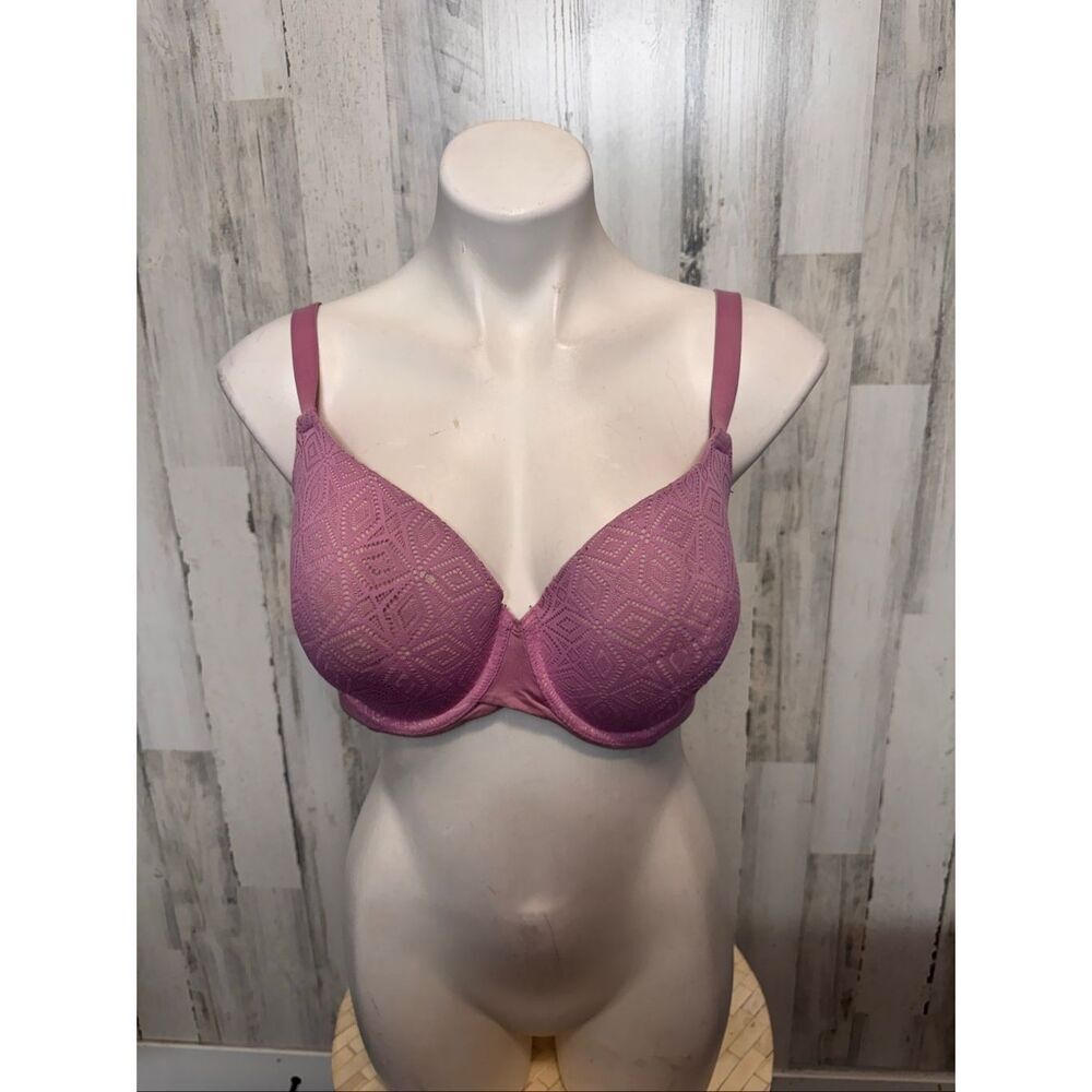 Auden The Icon Pink Geometric Underwire Bra Womens Size 40D Padded Full Coverage